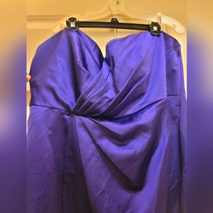 David's Bridal Purple Short Strapless Satiny Bridesmaid Dress